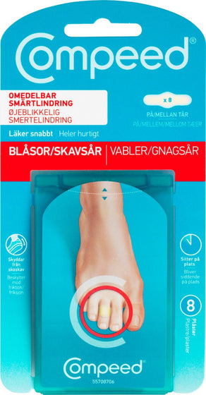 Compeed Vabelplaster på og mellem tæer, 8 stk., turkis emballage