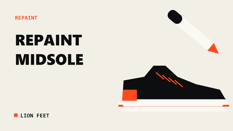 Illustration af en sneaker med en pen, repaint af en hvid midsole