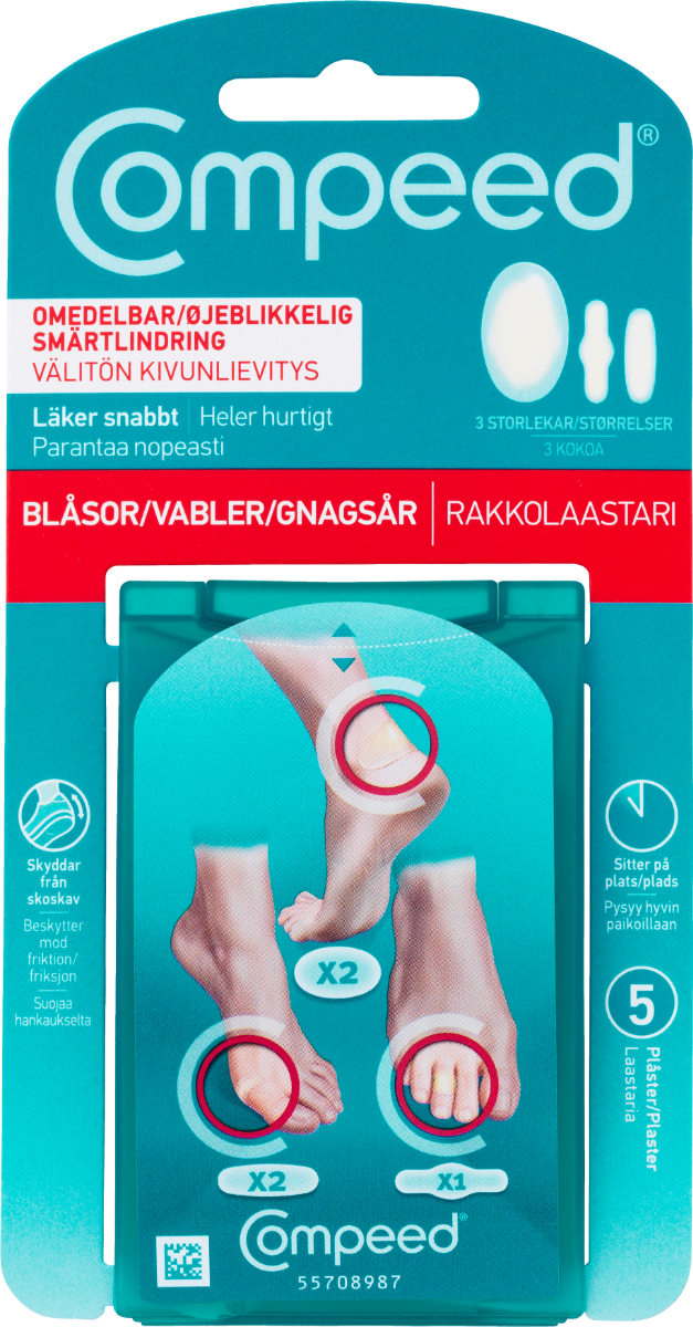 Compeed - Vabelplastre Mix – 5 stk. i Forskellige Størrelser til Optimal Beskyttelse | JT-Sport.dk